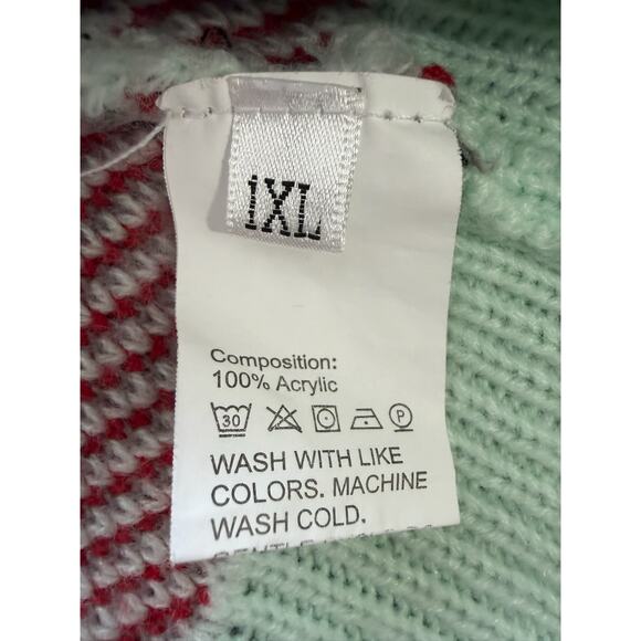 Y2K Mint Green Strawberry Open Front Knit Cardigan Women’s Size XL - Picture 5 of 6